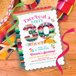 Mexican Fiesta Dirty 30 Papel Picado Birthday Invi Einladung