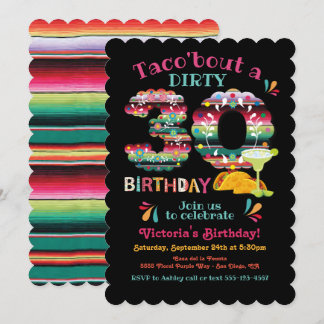Mexican Fiesta Dirty 30 Papel Picado Birthday Invi Einladung