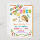 Mexican Fiesta Don't Taco Bout Surprise Birthday Einladung (Vorderseite)