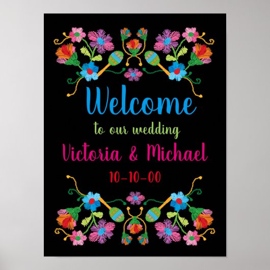 Mexican Fiesta Embroidery Welcome Poster (Vorne)