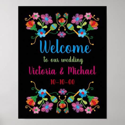 Mexican Fiesta Embroidery Welcome Poster (Vorne)