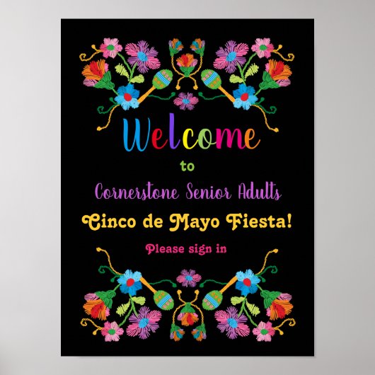 Mexican Fiesta Embroidery Welcome Poster (Vorne)
