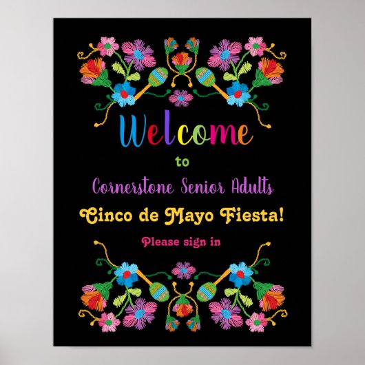 Mexican Fiesta Embroidery Welcome Poster (Vorne)