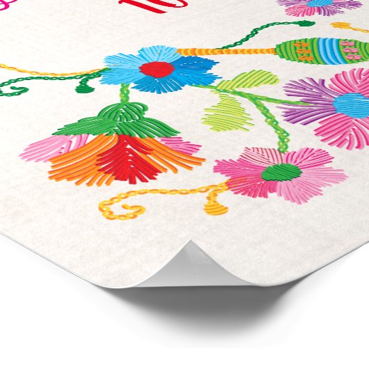 Mexican Fiesta Embroidery Welcome Poster (Ecke)