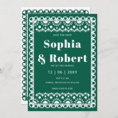 Mexican Fiesta Emerald Papel Picado Boho Wedding Save The Date (Vorne/Hinten)