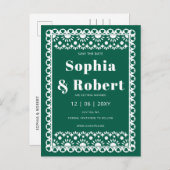 Mexican Fiesta Emerald Papel Picado Save the Date Ankündigungspostkarte (Vorne/Hinten)