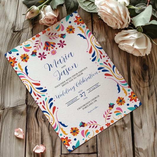 Mexican Fiesta Floral Aesthetic Elegant Wedding Einladung