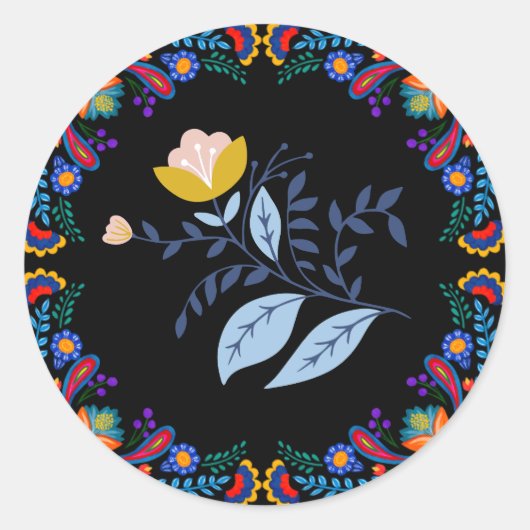 Mexican Fiesta Floral Baby Showaufkleber Runder Aufkleber (Vorderseite)