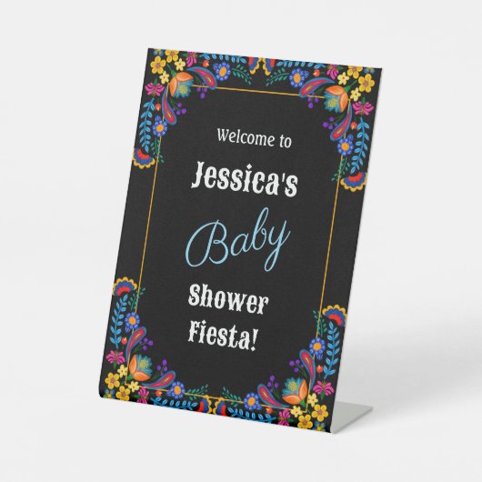Mexican Fiesta Floral Baby Shower Invitation Sockelschild (Vorderseite)