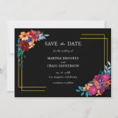 Mexican Fiesta Floral Black Wedding Save the Date Einladung (Vorderseite)