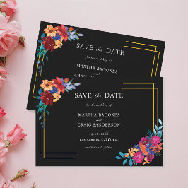 Mexican Fiesta Floral Black Wedding Save the Date Einladung