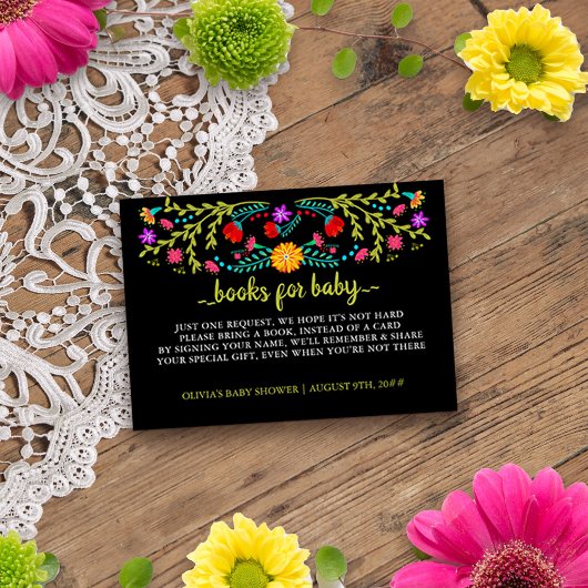 Mexican Fiesta Floral Book Request Baby Dusche Begleitkarte