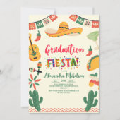 Mexican Fiesta Floral Graduation Party Einladung (Vorderseite)