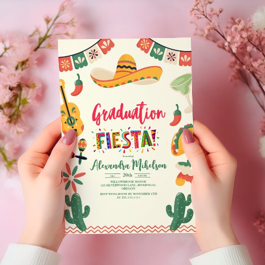 Mexican Fiesta Floral Graduation Party Einladung