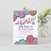 Mexican Fiesta Floral Mandala Baby Shower Einladung (Stehend Vorderseite)