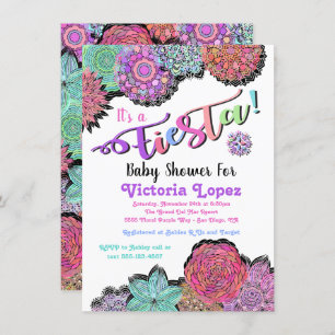 Mexican Fiesta Floral Mandala Baby Shower Einladung