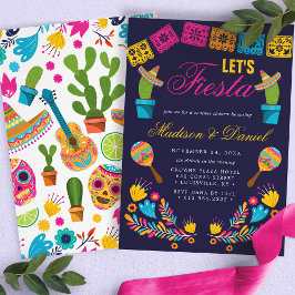Mexican Fiesta Floral Paares Wedding Shower Einladung
