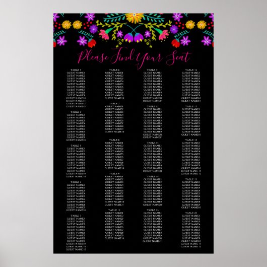 Mexican Fiesta Floral Table Seekarten Poster (Vorne)