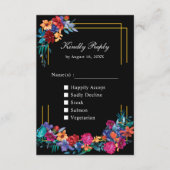 Mexican Fiesta Floral Wedding Black RSVP Card Begleitkarte (Vorderseite)