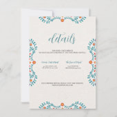 Mexican Fiesta Floral Wedding Details Card (Vorderseite)