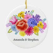 Mexican Fiesta Floral Wedding Keramik Ornament (Hinten)