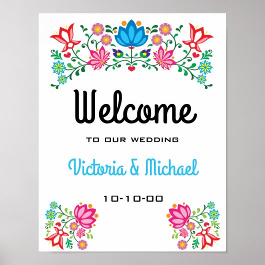 Mexican Fiesta Floral Welcome Poster (Vorne)