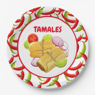 Mexican Fiesta Food Tamale Party Paper Plate Pappteller