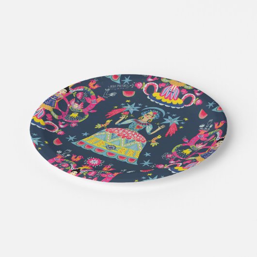 Mexican Fiesta Frida Pappteller (Schrägansicht)