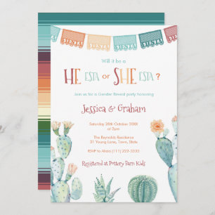 Mexican Fiesta He Esta She ESTA Unisex Baby Shower Einladung