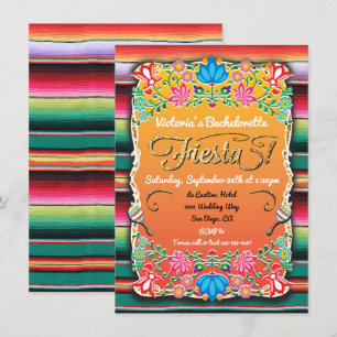 Mexican Fiesta Junggeselinnen-Abschied Gold Glitze Einladung