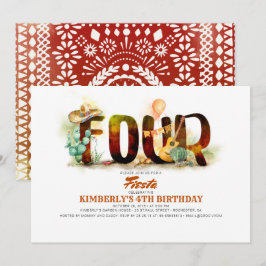 Mexican Fiesta Kids 4. Geburtstags-Party Einladung