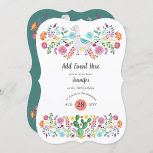 Mexican Fiesta Llama Folk Blume Cacti ANY EVENT Einladung