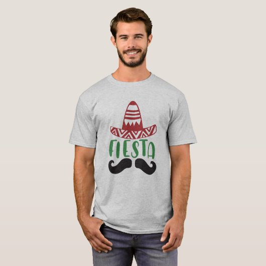 Mexican Fiesta Mustache-Sombrero Design T-Shirt (Vorne ganz)
