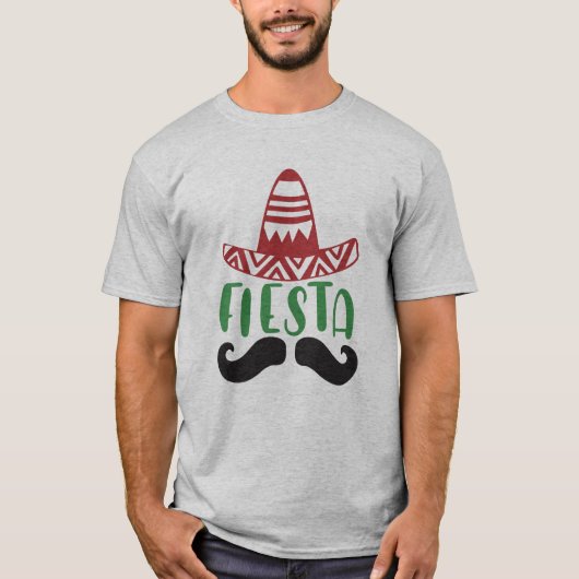 Mexican Fiesta Mustache-Sombrero Design T-Shirt (Vorderseite)