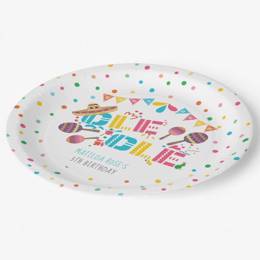 Mexican Fiesta Ole Ole Personalisiert Pappteller (Schrägansicht)
