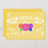Mexican Fiesta Papel Picado Flag YELLOW Wedding Einladung (Vorne/Hinten)