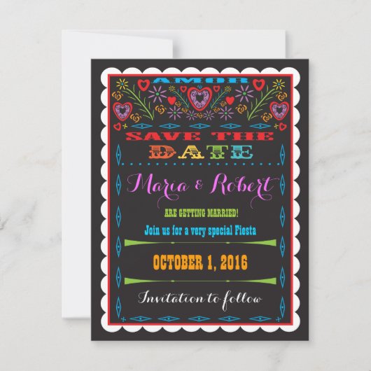 Mexican Fiesta Papel Picado Save the Date Wedding (Vorderseite)
