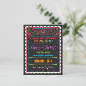 Mexican Fiesta Papel Picado Save the Date Wedding (Stehend Vorderseite)