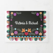 Mexican Fiesta Papel Picado Wedding Dreifach Gefaltete Einladung (Cover)