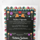 Mexican Fiesta Papel Picado Wedding Dreifach Gefaltete Einladung (Innen Erste Seite)