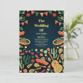 Mexican Fiesta Papel Picado Wedding Einladung (Stehend Vorderseite)