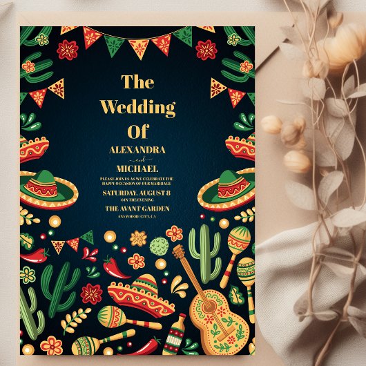 Mexican Fiesta Papel Picado Wedding Einladung