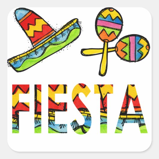 Mexican Fiesta Party Sombrero Maraca Stickers (Vorderseite)