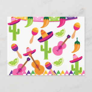 Mexican Fiesta Party Sombrero Saguaro Limone Papri Einladungspostkarte