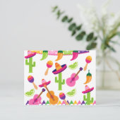 Mexican Fiesta Party Sombrero Saguaro Limone Papri Einladungspostkarte (Stehend Vorderseite)