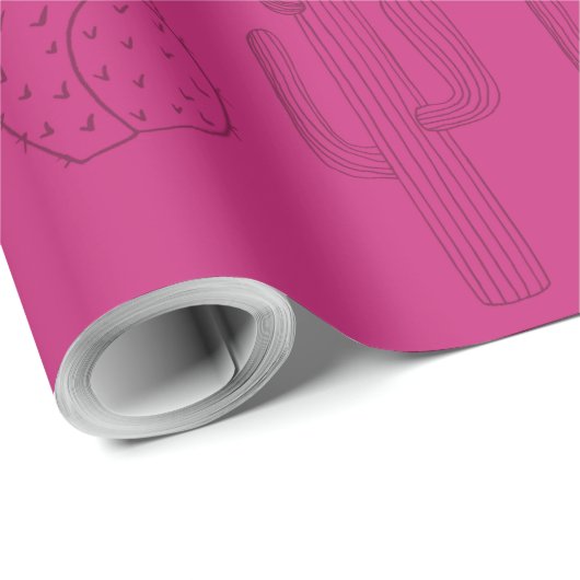 Mexican Fiesta Pink Cactus Geschenkpapier (Rolleneckpunkt)