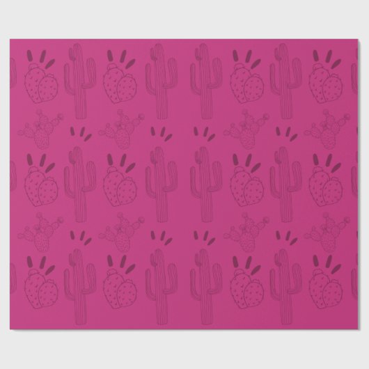 Mexican Fiesta Pink Cactus Geschenkpapier (Flach)