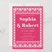 Mexican Fiesta Pink Papel Picado Boho Wedding Einladung (Vorderseite)