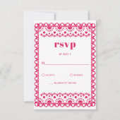 Mexican Fiesta Pink Papel Picado Boho Wedding RSVP Karte (Vorderseite)