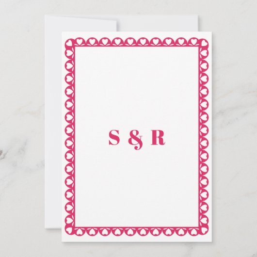 Mexican Fiesta Pink Papel Picado Boho Wedding Save The Date (Rückseite)